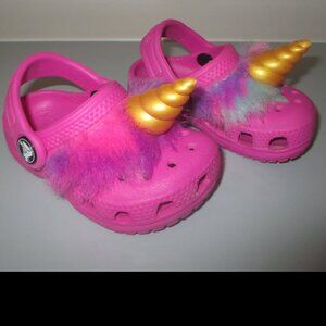 Child's Authentic PINK UNICORN / fur Crocs Size 4